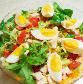 Rezept für Salat mit Eiern und Bohnen