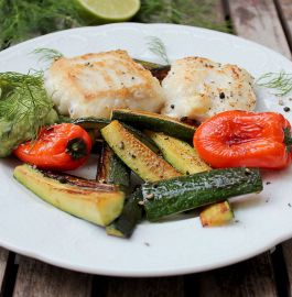 Rezept für Fisch mit Avocado-Dill-Dip